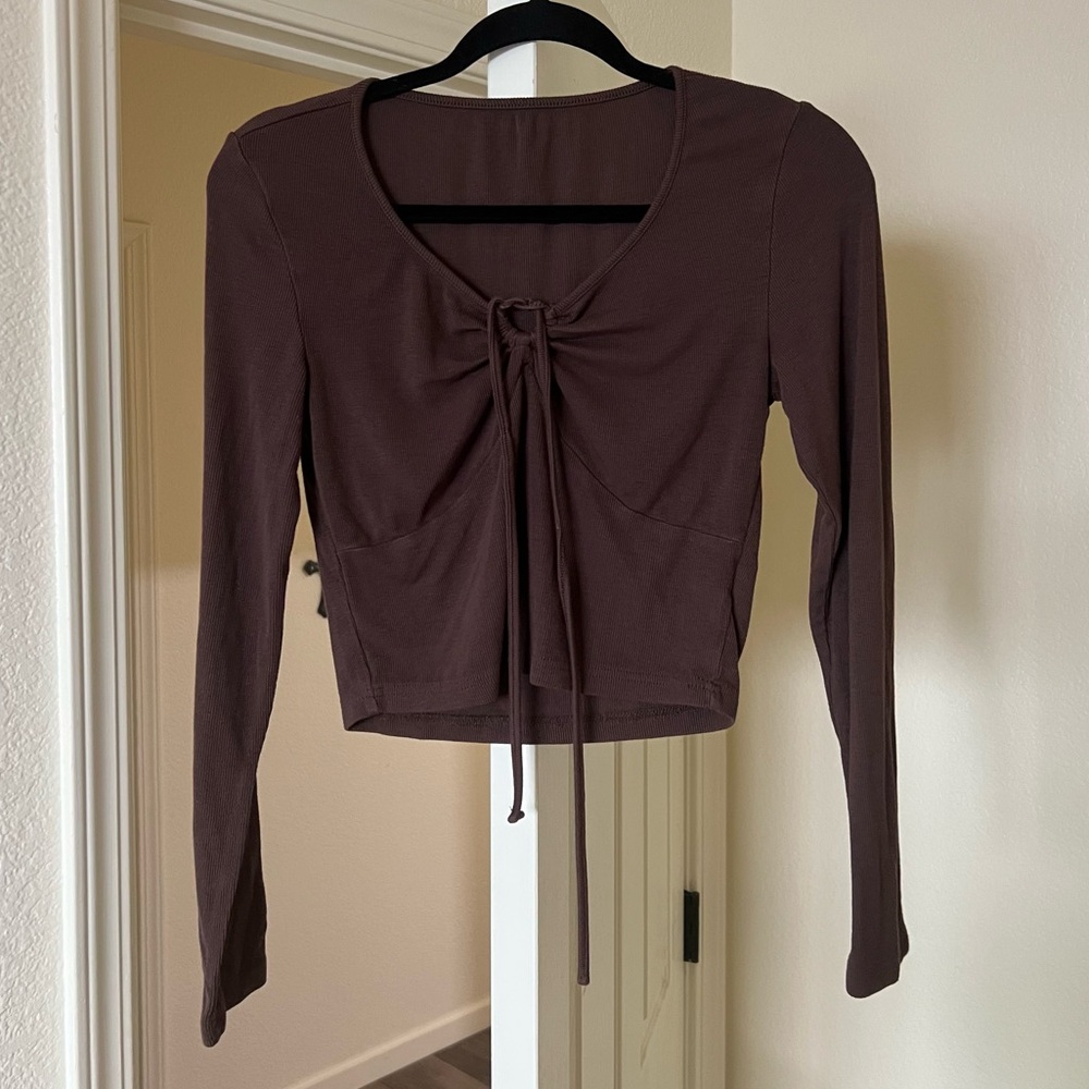 Dazy Y2k Ribbed Drawstring Top